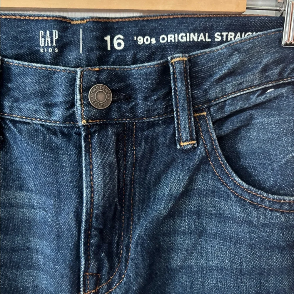 Gap Kids 90s Original Straight Jeans Youth Size 16 Dark Wash Denim